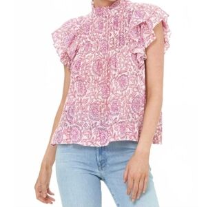 Oliphant Pintuck Ruffle Blouse Malta Pink